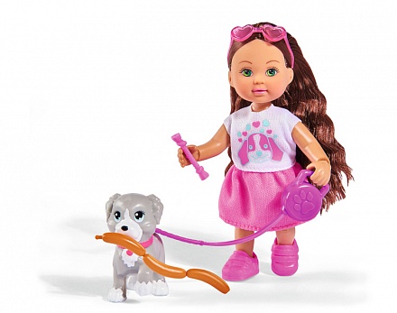 Кукла Еви из серии Holiday, с собачкой и аксессуарами, 12 см. 